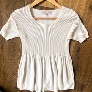 Loft Cream Knit Babydoll Top